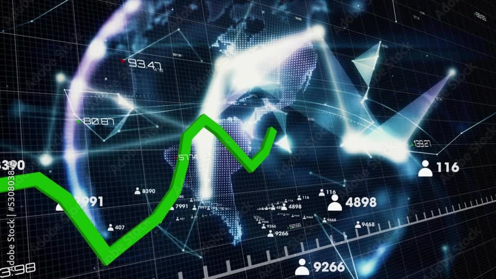 Animation of data processing over globe Animation of data processing over globe