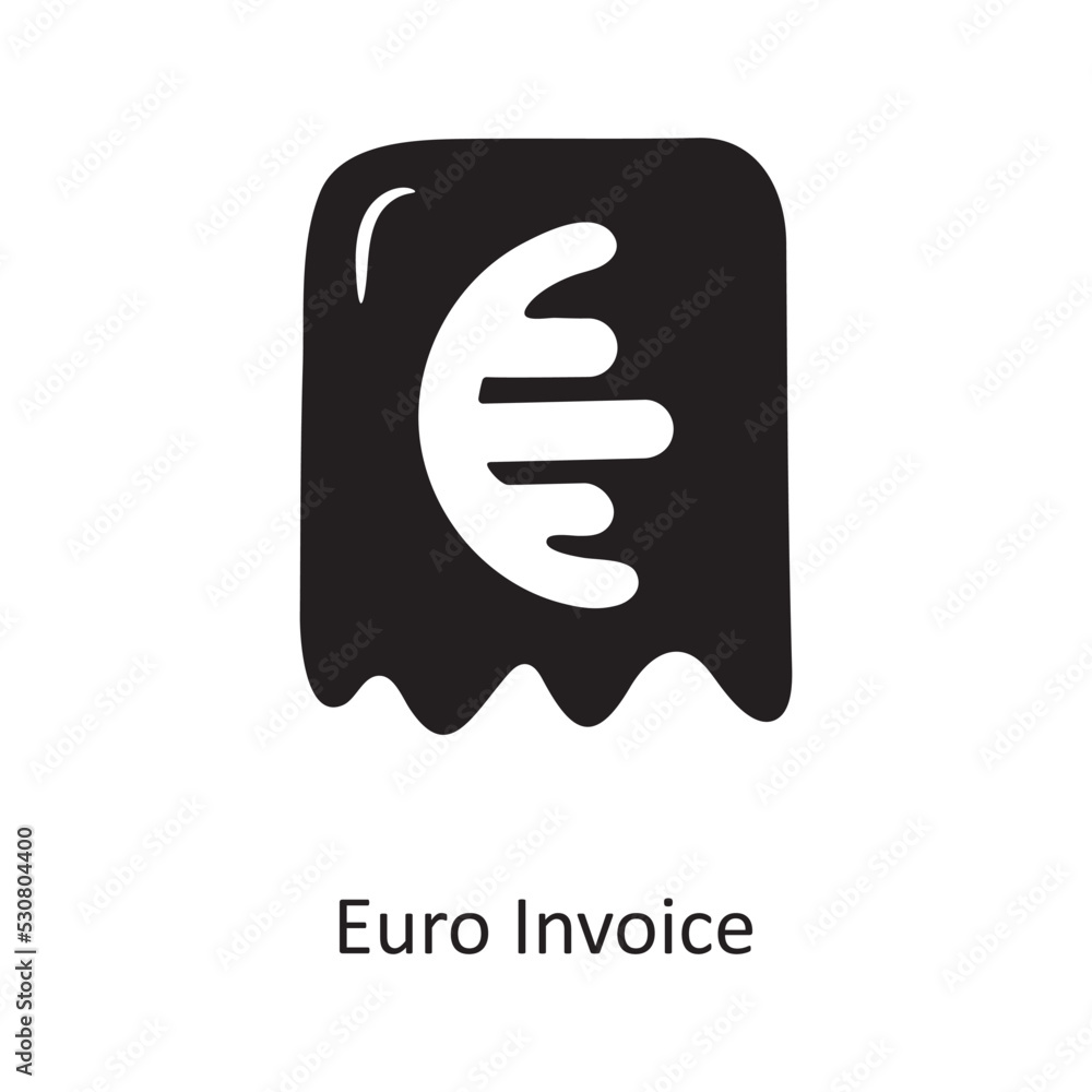Euro Invoice Solid Icon Design illustration. Media Control Symbol on White background EPS 10 File Euro Invoice Solid Icon Design illustration. Media Control Symbol on White background EPS 10 File