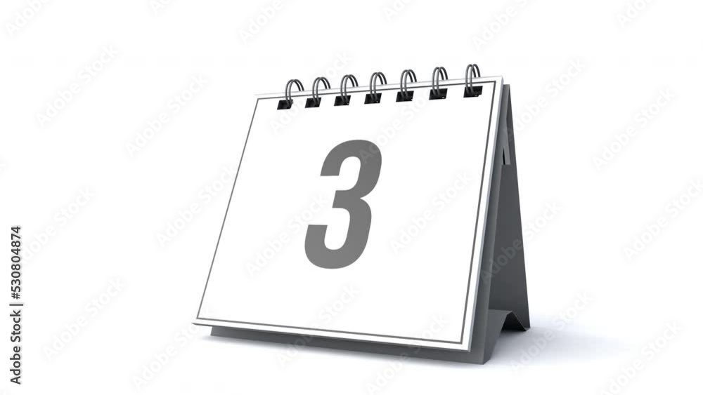 3D animation of calendar revealing the number seven 3D animation of calendar revealing the number seven