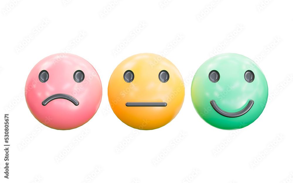 emoji sign with three different style color and look 3d render concept for expression social media