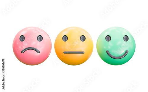 emoji sign with three different style color and look 3d render concept for expression social media
