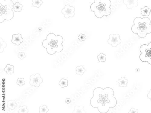 White and grey pattern with flowers.