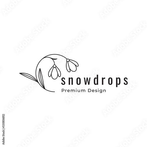snowdrop flower logo minimal design vector graphic icon symbol