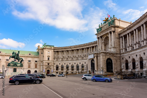 Hofburg palace and statue of Prince Eugene on Heldenplatz, Vienna, Austria photo