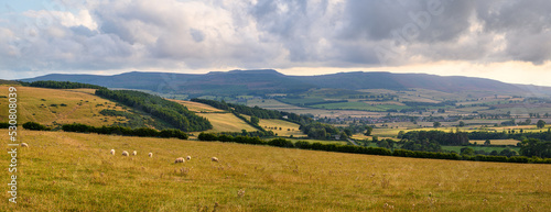 Simonside Hills panorama above Thropton, are part of Northumberland National Park near Rothbury, overlooking Coquetdale and Thropton Village photo