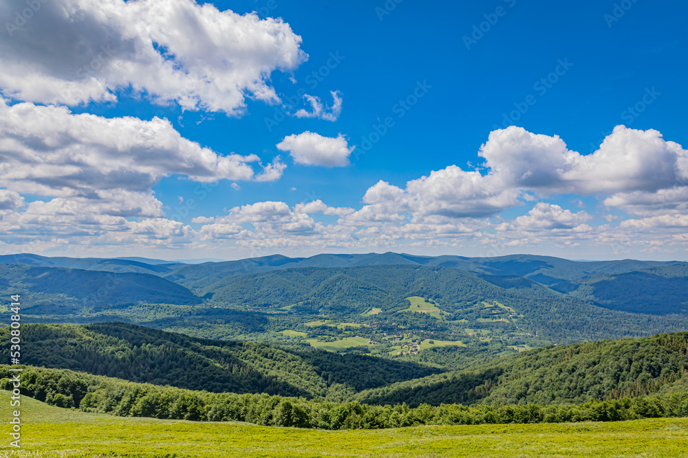 Beautiful mountain landscape in the Bieszczady Mountains, Poland.