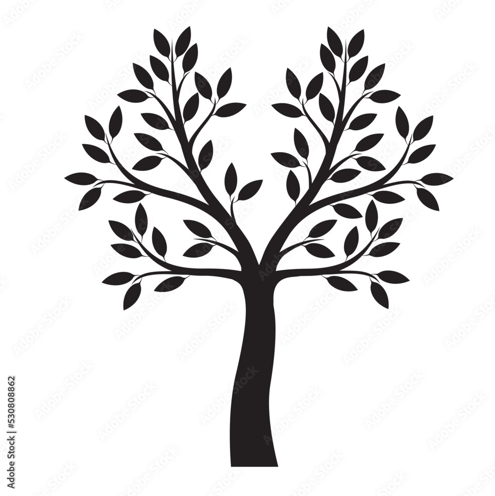 Fototapeta premium Black vector Tree on white background.