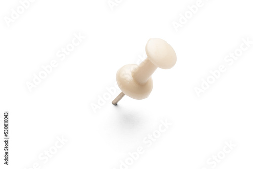 White pushpin on white background with shadow