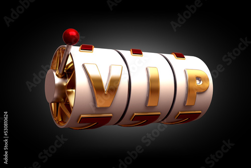 casino slot machine VIP banner 3d render 3d rendering illustration  photo