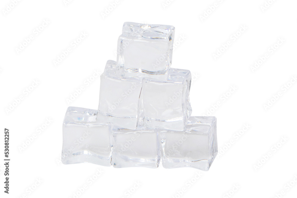 Ice cubes. Pile or group of Ice cubes Clear ice. Fake or Artificial acrylic or plastic ice cubes. Realistic transparent freeze water for alcohol and beverage for cooling. Isolated on white background. Ice cubes. Pile or group of Ice cubes Clear ice. Fake or Artificial acrylic or plastic ice cubes. Realistic transparent freeze water for alcohol and beverage for cooling. Isolated on white background.