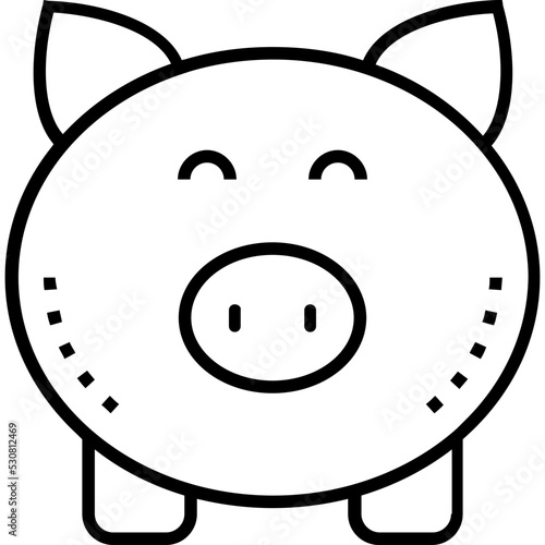 Piggy Bank Line Vector Icon