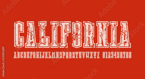 Extra condensed serif font in sport style