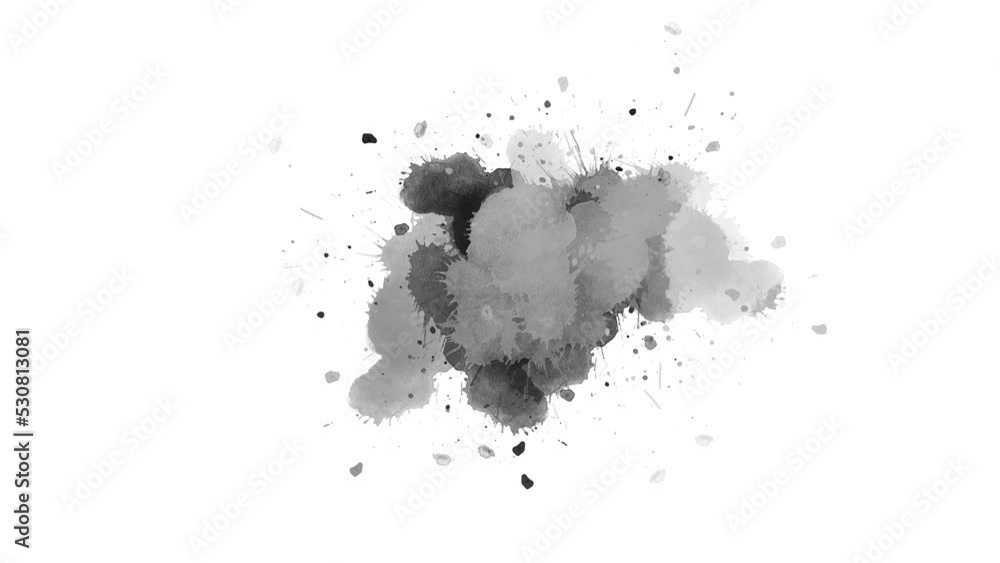 Ink brush stroke slow motion transition. Ink splash. Watercolor ink spot appears. Abstract ink brush blot, splat, fluid art, overlay, alpha matte composition, spreading brush stroke. Ink brush stroke slow motion transition. Ink splash. Watercolor ink spot appears. Abstract ink brush blot, splat, fluid art, overlay, alpha matte composition, spreading brush stroke.
