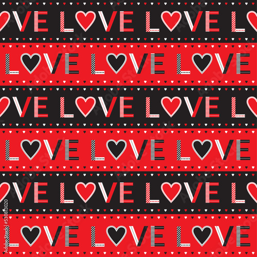 red and black valentine's day seamless pattern design