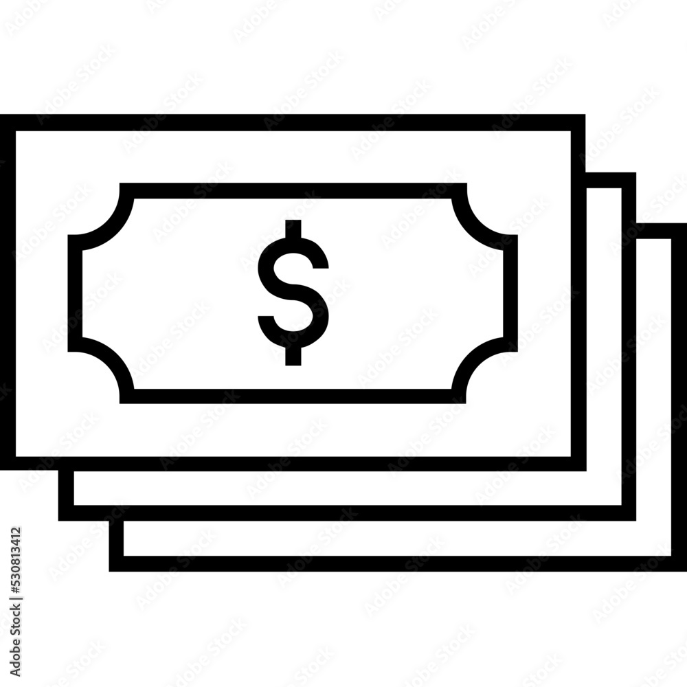 Banknotes Line Vector Icon 