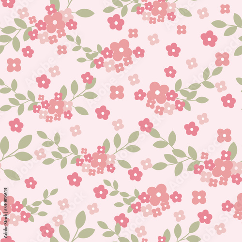 Wallpaper Mural seamless pattern with pink flowers design Torontodigital.ca
