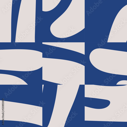 Trendy seamless pattern with abstract organic cut out Matisse inspired shapes
