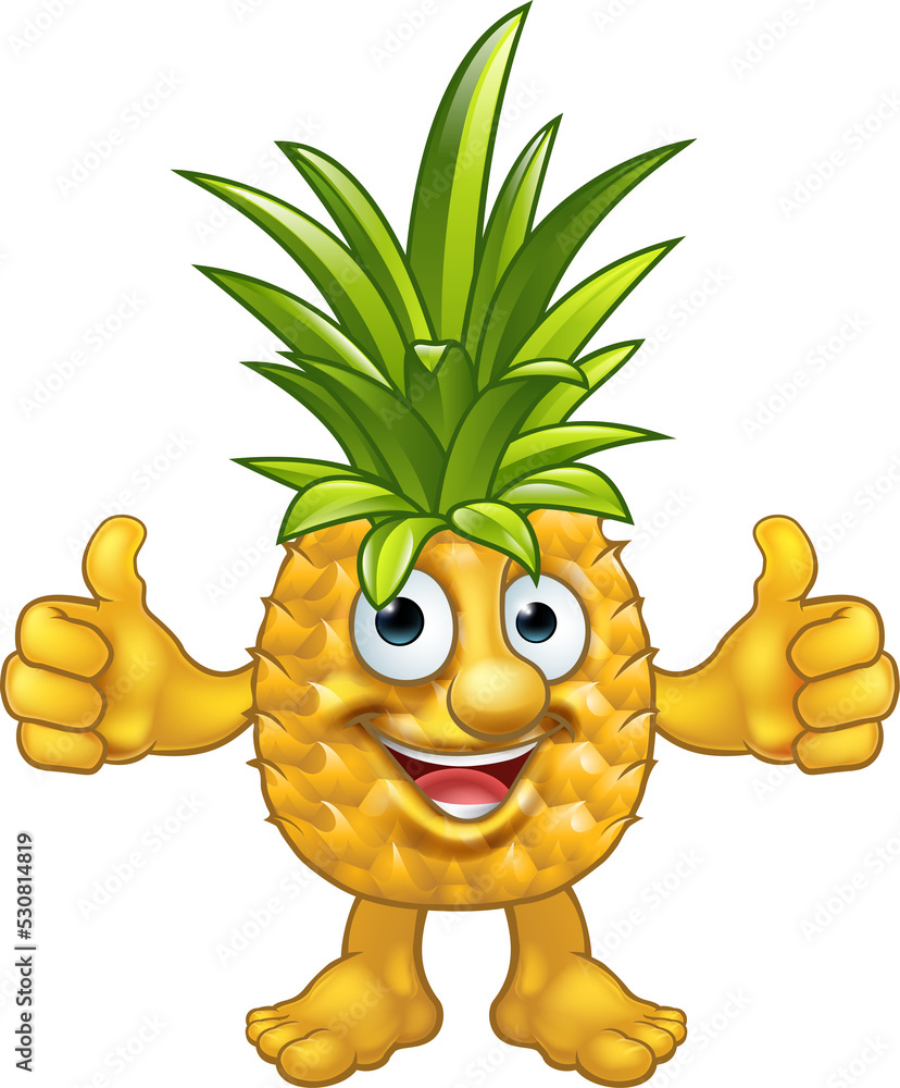 Fototapeta premium A cartoon fruit pineapple mascot character giving a thumbs up