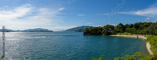 Panorama Landscape of the Seto Inland Sea, View toward Mihara City from Innoshima Island, Onomichi City