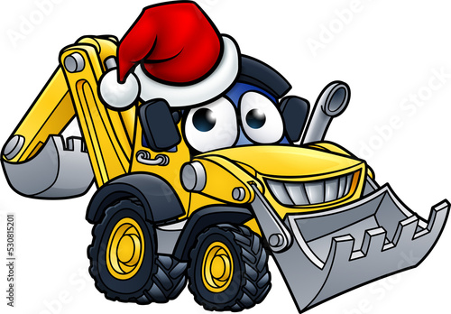 Cartoon Christmas Digger Bu...