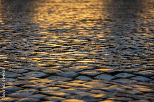 Sunset and paving stones