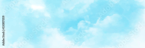 Vector blue sky background with panorama view tiny clouds. Beautiful white cloud on blue sky background © Creative