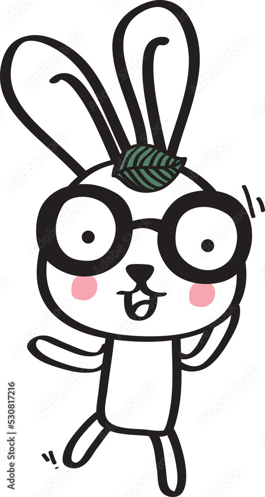 Rabbit cute. Easter bunny. Cartoon character.