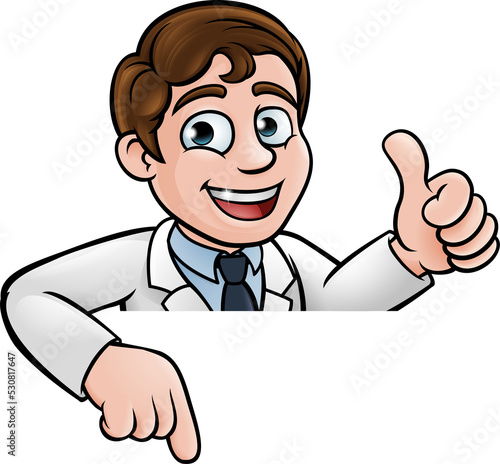 Scientist Cartoon Character Sign