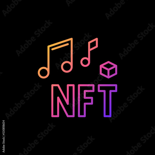Audio or Music NFT Non-Fungible Token vector colored outline icon