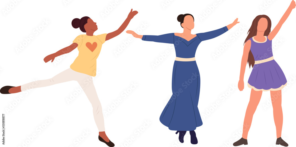 women dancing on white background ,isolated vector
