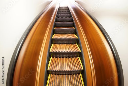 old antique wooden escalator in new york