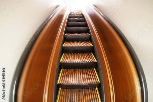 old antique wooden escalator in new york