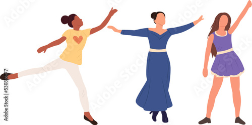 women dancing on white background  isolated vector