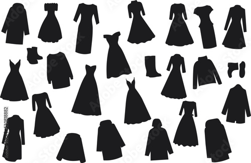 silhouette clothes set on white background vector