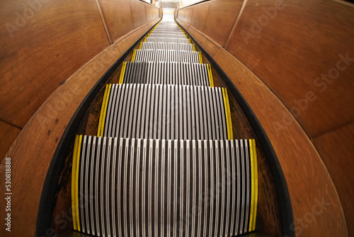 old antique wooden escalator in new york