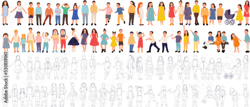 children set on white background ,isolated vector