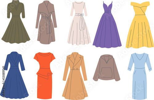 women's clothing set, silhouette isolated vector