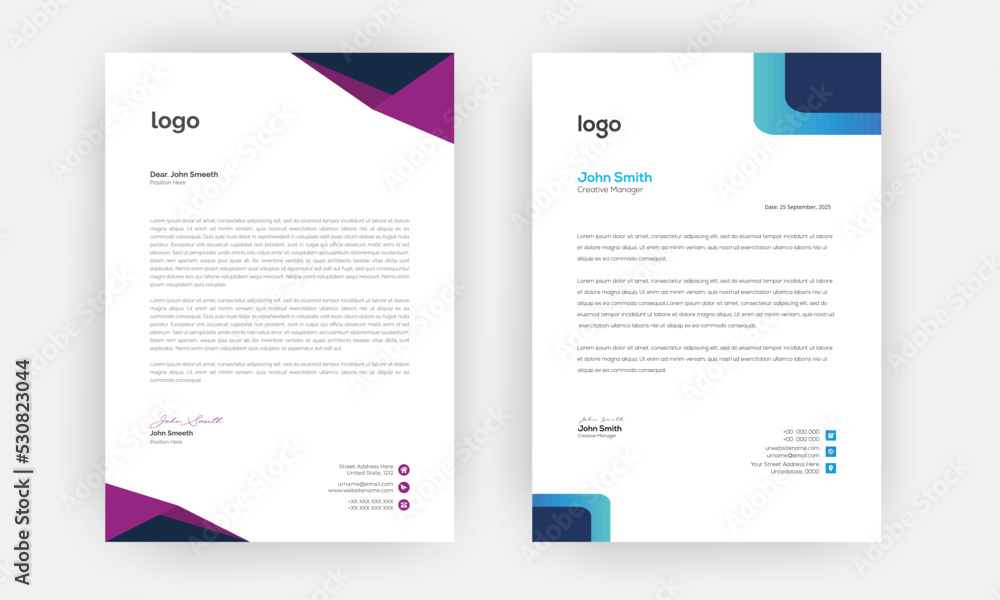 Obraz premium Creative letterhead , Elegant and minimalist style letterhead template design,A4 sizes
