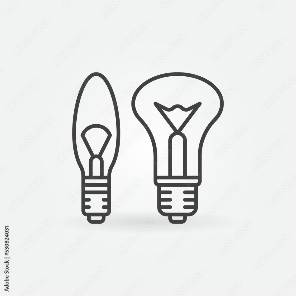 Light Bulbs vector outline icon. Lighting Electric Lamps concept symbol Light Bulbs vector outline icon. Lighting Electric Lamps concept symbol