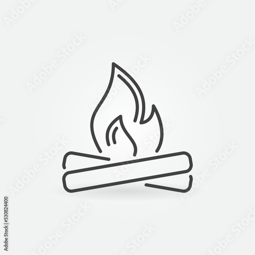 Fire thin line icon. Burnable Trash vector concept linear symbol