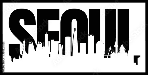 Seoul skyline silhouette vector design