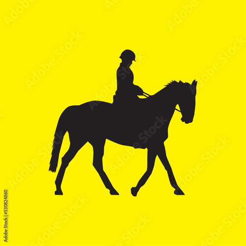 silhouette of a horse, a dressage rider on a horse logo vector image