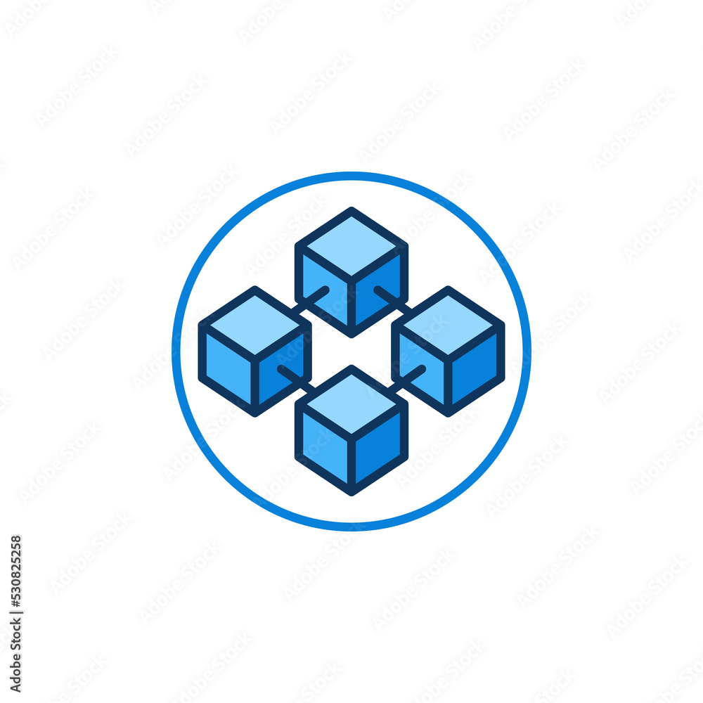 Circle with Block Chain vector concept blue icon or Cryptocurrency sign Circle with Block Chain vector concept blue icon or Cryptocurrency sign