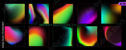 Wallpaper Mural Abstract gradient background. Hologram neon texture blurred light effect. Set of colorful covers card. vector illustration Torontodigital.ca