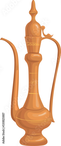 Middle eastern pitcher. Ancient arabian cartoon jug