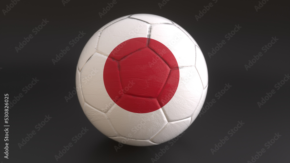 Drapeau du Japon incrusté dans un ballon de football Drapeau du Japon incrusté dans un ballon de football