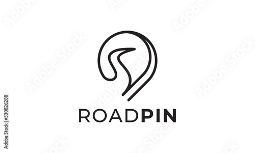 pin road abstract logo. location simple creative icon vector