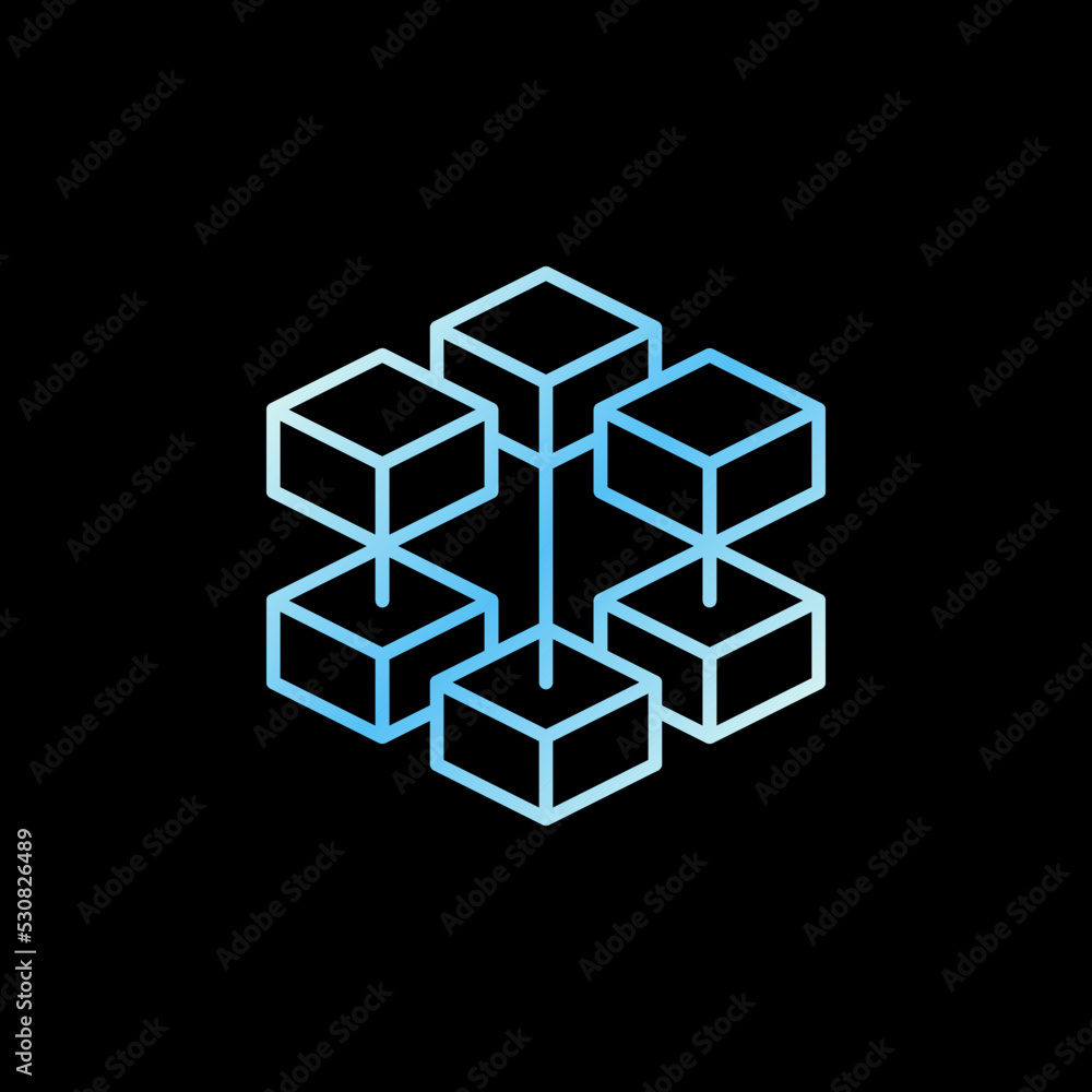 Block Chain vector concept colored line icon. Blockchain Technology sign
