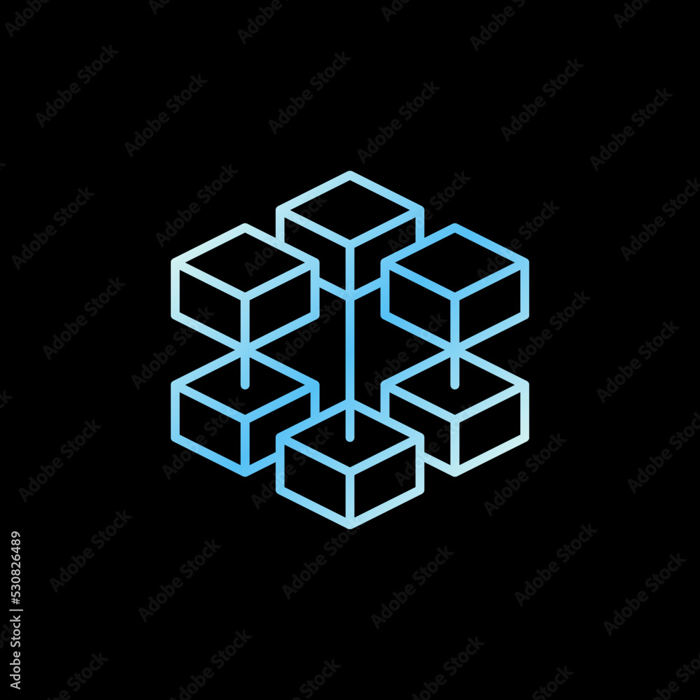 Obraz premium Block Chain vector concept colored line icon. Blockchain Technology sign