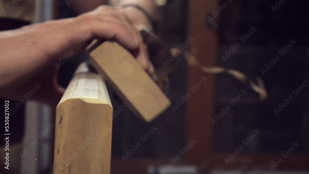 woodworker makes furniture on the workshop woodworker makes furniture on the workshop